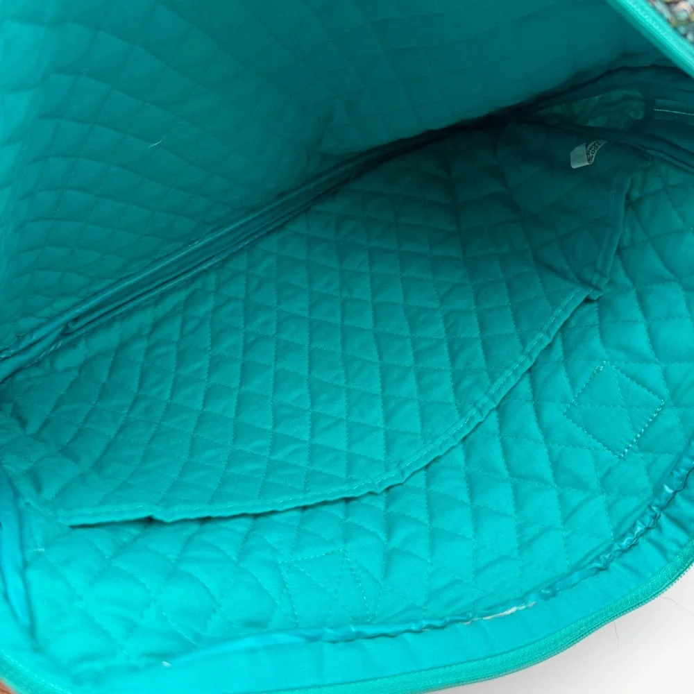 Vera Bradley Quilted‎ Paisley Laptop Bag Briefcase Teal Green White 14x11x4
